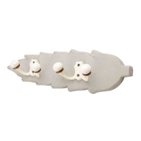 Grey Cream Double Loop Ceramic Iron Wooden Hooks